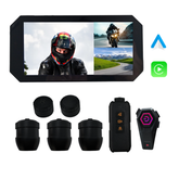 CIMOSX RDX three-lens motorcycle dashcam 360° adjustable HD video, Sony lens, GPS navigation, tire pressure monitoring, screen projection navigation, waterproof design, WiFi remote connection, support up to 256GB storage