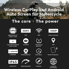 Cimosx NEX Pro 5-inch CarPlay Android Auto motorcycle recorder | GPS navigation riding screen | front and rear 1080P video | wireless tire pressure monitoring | WiFi Bluetooth connection | multi-functional riding companion