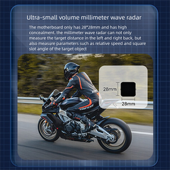 CIMOSX V2 Motorcycle Blind Spot Detection Radar | 4-transmitter, 4-receiver millimeter-wave radar | All-weather blind spot monitoring | Ultra-small hidden installation | BSD/LCA/AOA/RCW multi-function warning | 150m detection distance