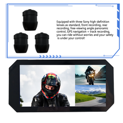 CIMOSX RDX three-lens motorcycle dashcam 360° adjustable HD video, Sony lens, GPS navigation, tire pressure monitoring, screen projection navigation, waterproof design, WiFi remote connection, support up to 256GB storage