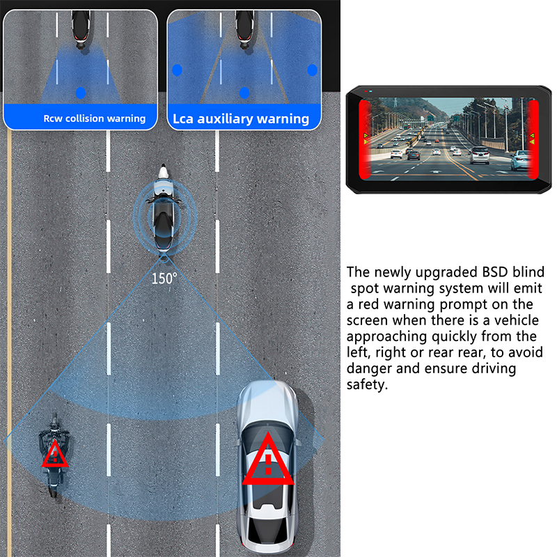 CIMOSX VSM Motorcycle Dash Cam 2K Front and Rear Dual Recording｜Support CarPlay/Android Auto｜BSD Blind Spot Monitoring｜Tire Pressure Monitoring｜6.25" HD IPS Waterproof Touch Screen｜GPS Track Recording｜Wireless WiFi Preview