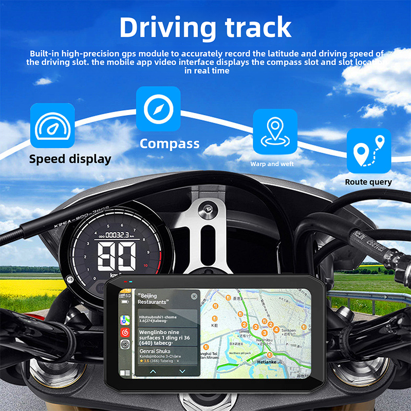 CIMOSX VSM Motorcycle Dash Cam 2K Front and Rear Dual Recording｜Support CarPlay/Android Auto｜BSD Blind Spot Monitoring｜Tire Pressure Monitoring｜6.25" HD IPS Waterproof Touch Screen｜GPS Track Recording｜Wireless WiFi Preview