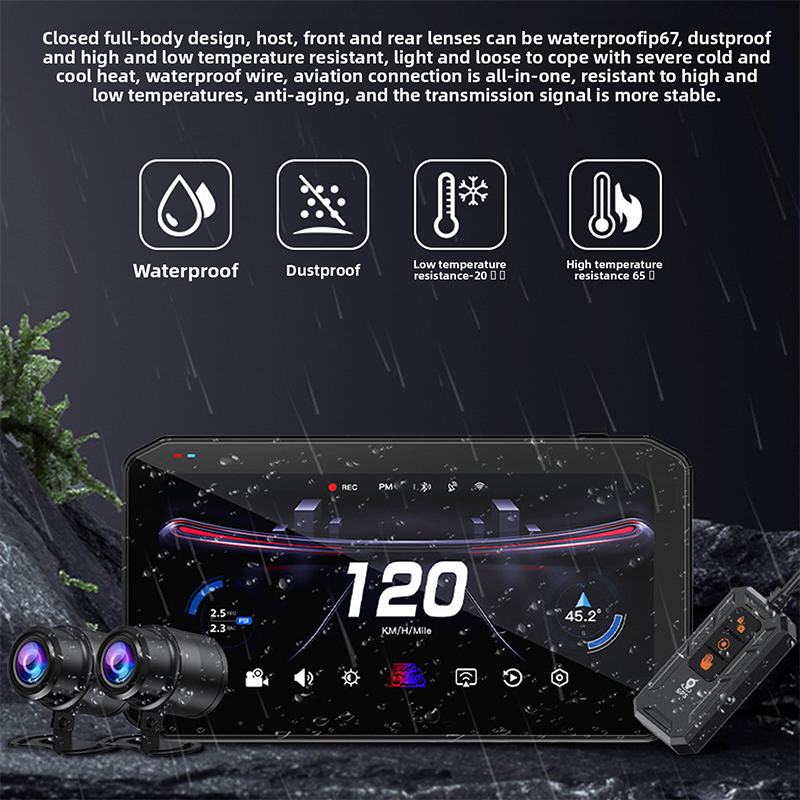 CIMOSX VSM Motorcycle Dash Cam 2K Front and Rear Dual Recording｜Support CarPlay/Android Auto｜BSD Blind Spot Monitoring｜Tire Pressure Monitoring｜6.25" HD IPS Waterproof Touch Screen｜GPS Track Recording｜Wireless WiFi Preview