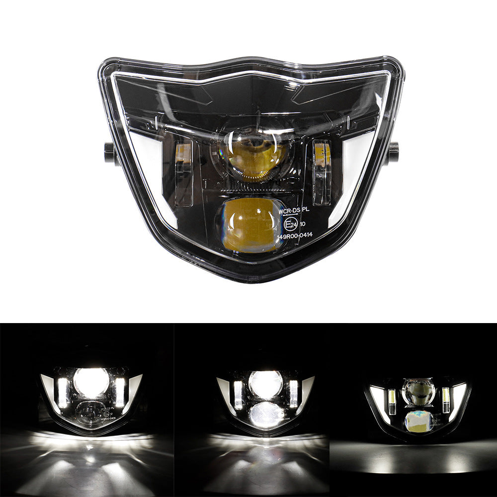 Cimosx L3 LED Motorcycle Headlight for Yamaha WRF250/400/426/450 2013–2023, High-Low Beam 6000K 12V DC, Enduro Dirt Bike Front Light, PC Lens, Black Aluminum Housing